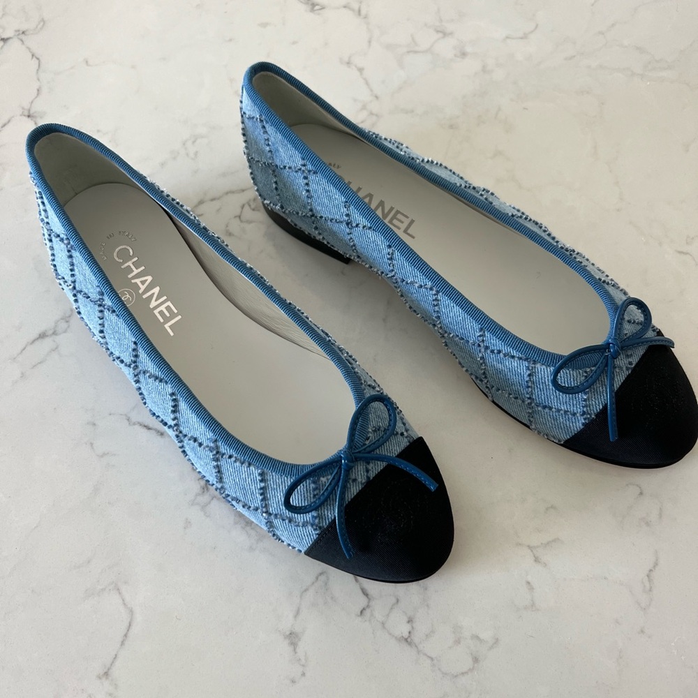Chanel Denim Ballet Shoes size 38.5